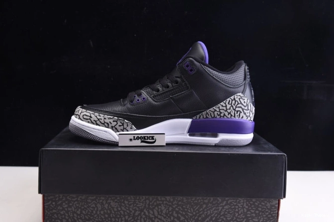 Kick Theory Black CT8532-050 Court Jordan Air Retro 3 Purple 0705